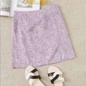 Shein Split Floral Mini Skirt in Purple